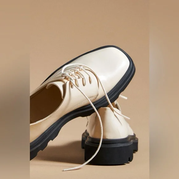 Anthropologie ๐ Maeve The Rhys Lace-Up Square Toe Loafers Size US 9, EU 39 NWOB - Picture 3 of 8